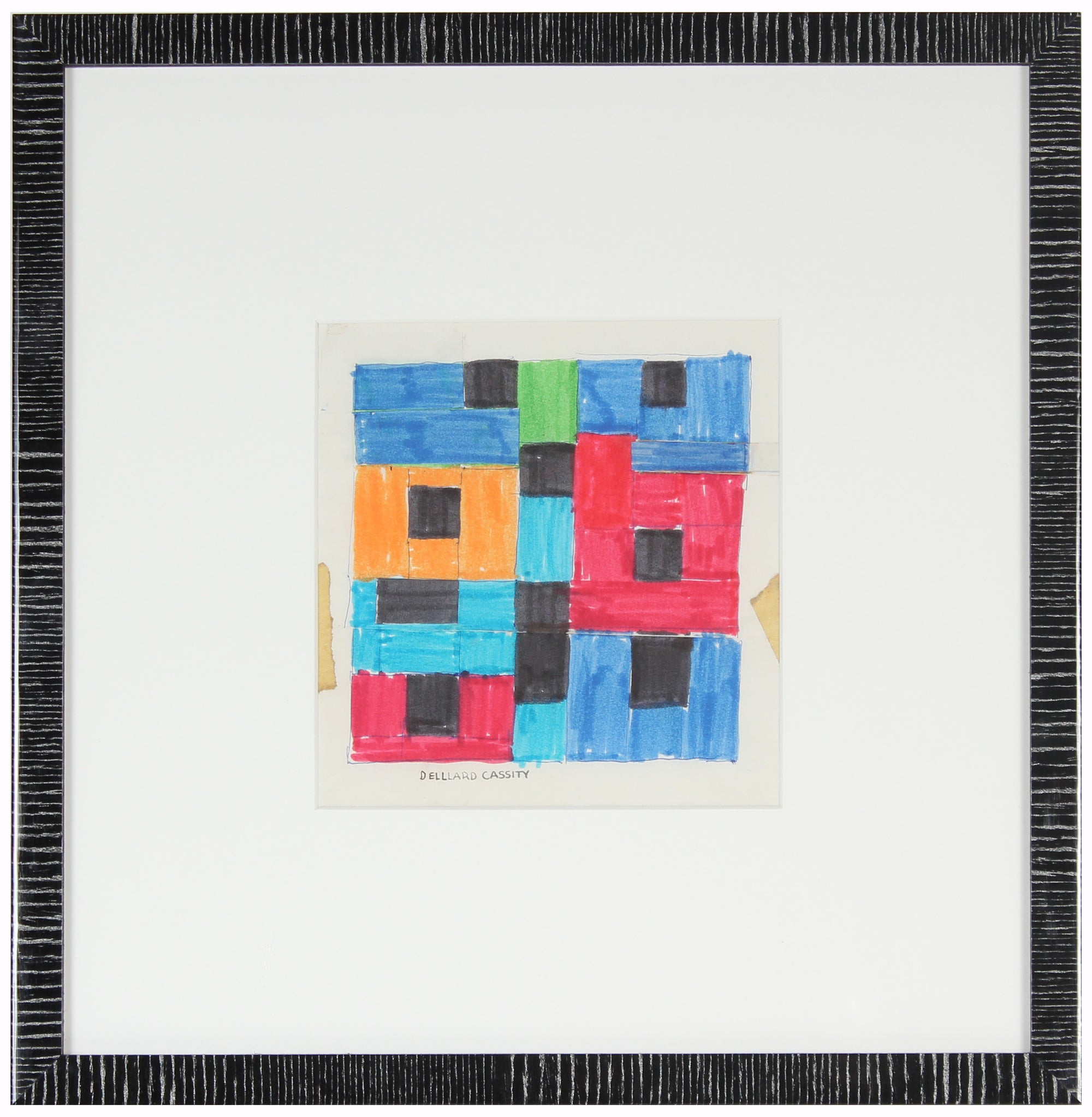 1970s Rectilinear Abstract<br>Ink, Tape, & Cut Paper<br><br>#24308