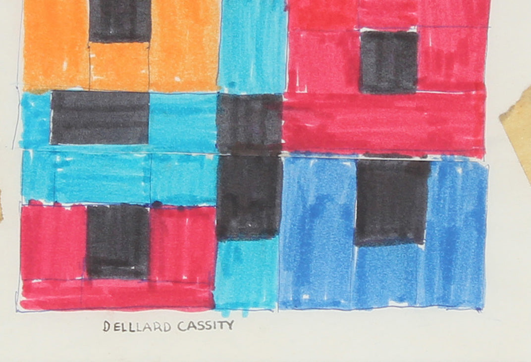 1970s Rectilinear Abstract<br>Ink, Tape, & Cut Paper<br><br>#24308