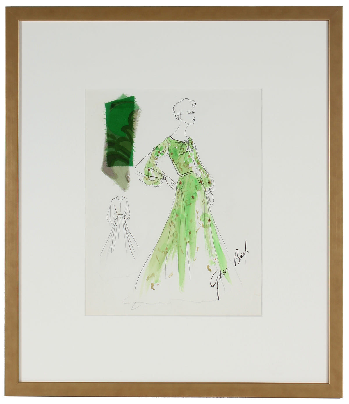 Lime Green Shear Dress&lt;br&gt; Gouache &amp; Ink Fashion Illustration&lt;br&gt;&lt;br&gt;#26177