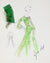 Lime Green Shear Dress<br> Gouache & Ink Fashion Illustration<br><br>#26177