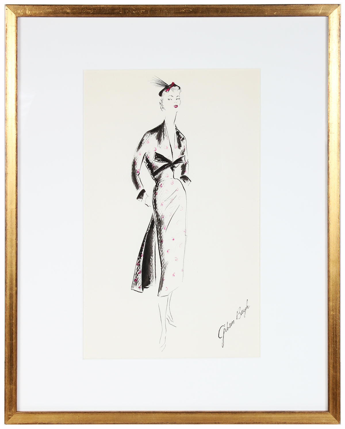 Black Dress With Bow&lt;br&gt; Gouache &amp; Ink Fashion Illustration&lt;br&gt;&lt;br&gt;#26262