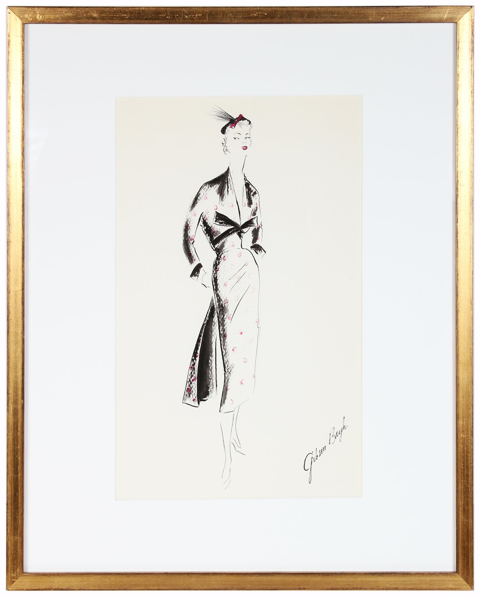 Black Dress With Bow<br> Gouache & Ink Fashion Illustration<br><br>#26262