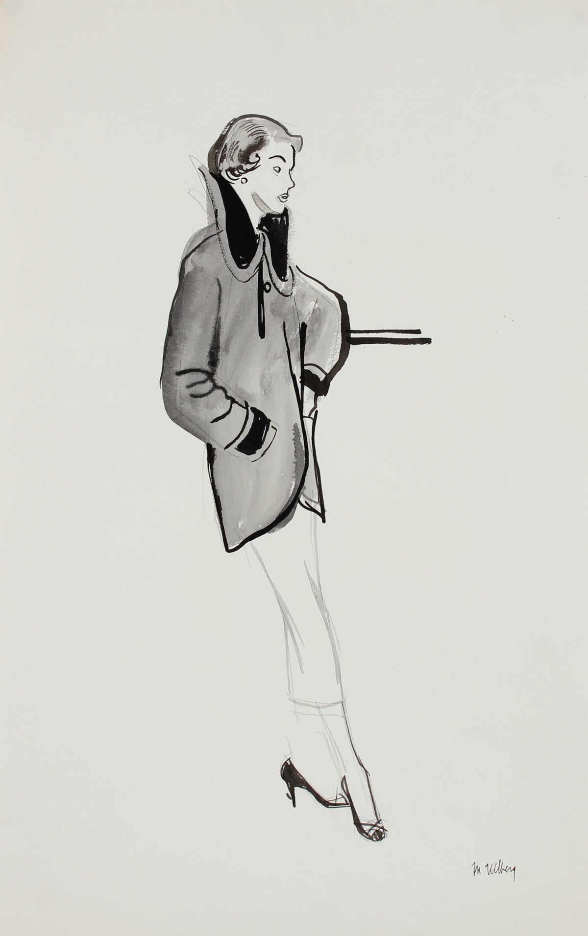 1946-54 Lady&#39;s Coat Fashion Illustration&lt;br&gt;&lt;br&gt;#27162