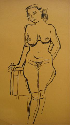 Modernist Nude Figure<br>Pen & Ink, 1930-50s<br><br>#16034