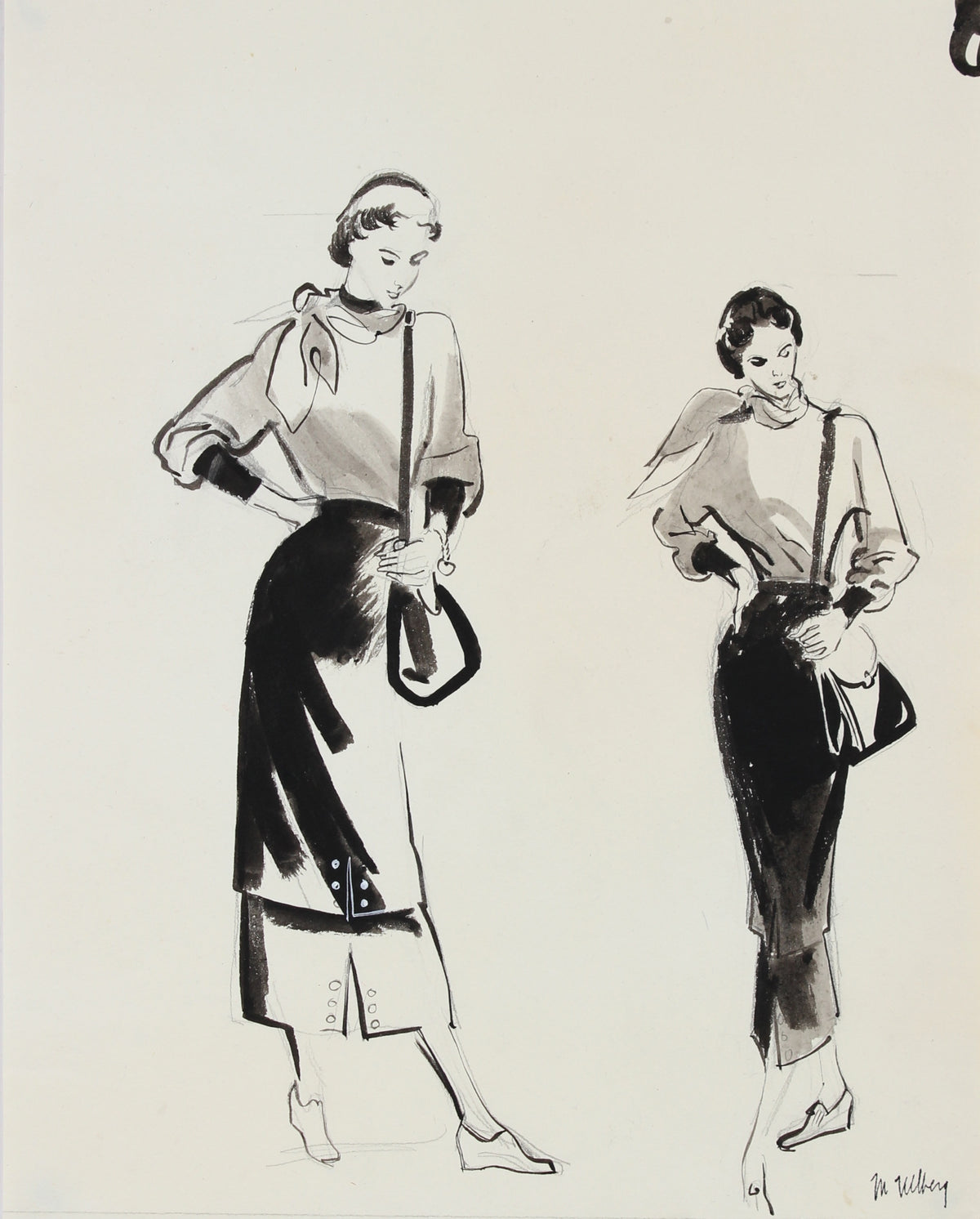 Fashion Pair in Gouache &amp; Graphite&lt;br&gt;1946-54&lt;br&gt;&lt;br&gt;#27215