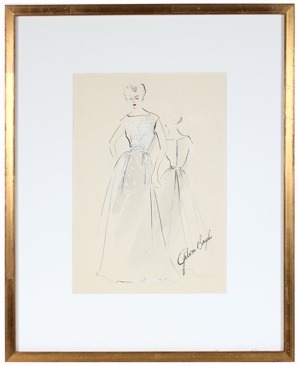 Lilac Polka Dot Dress &lt;br&gt;Gouache &amp; Ink Fashion Illustration &lt;br&gt;&lt;br&gt;#27250