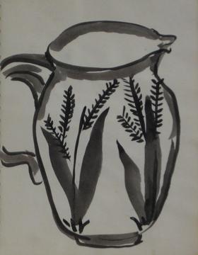 Black & White Drawing of A Jug<br>1960s Ink Drawing<br><br>#9976