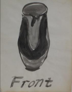 Minimalist Black & White Still Life<br>1960's Ink Drawing<br><br>#9979