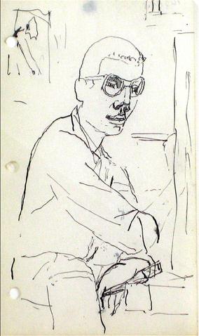 Modernist New York Sketch&lt;br&gt; Ink, 1940-60s&lt;br&gt;&lt;br&gt;#10376
