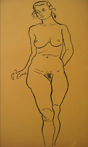 WPA Nude<br>1930-50s Pen & Ink<br><br>#15967