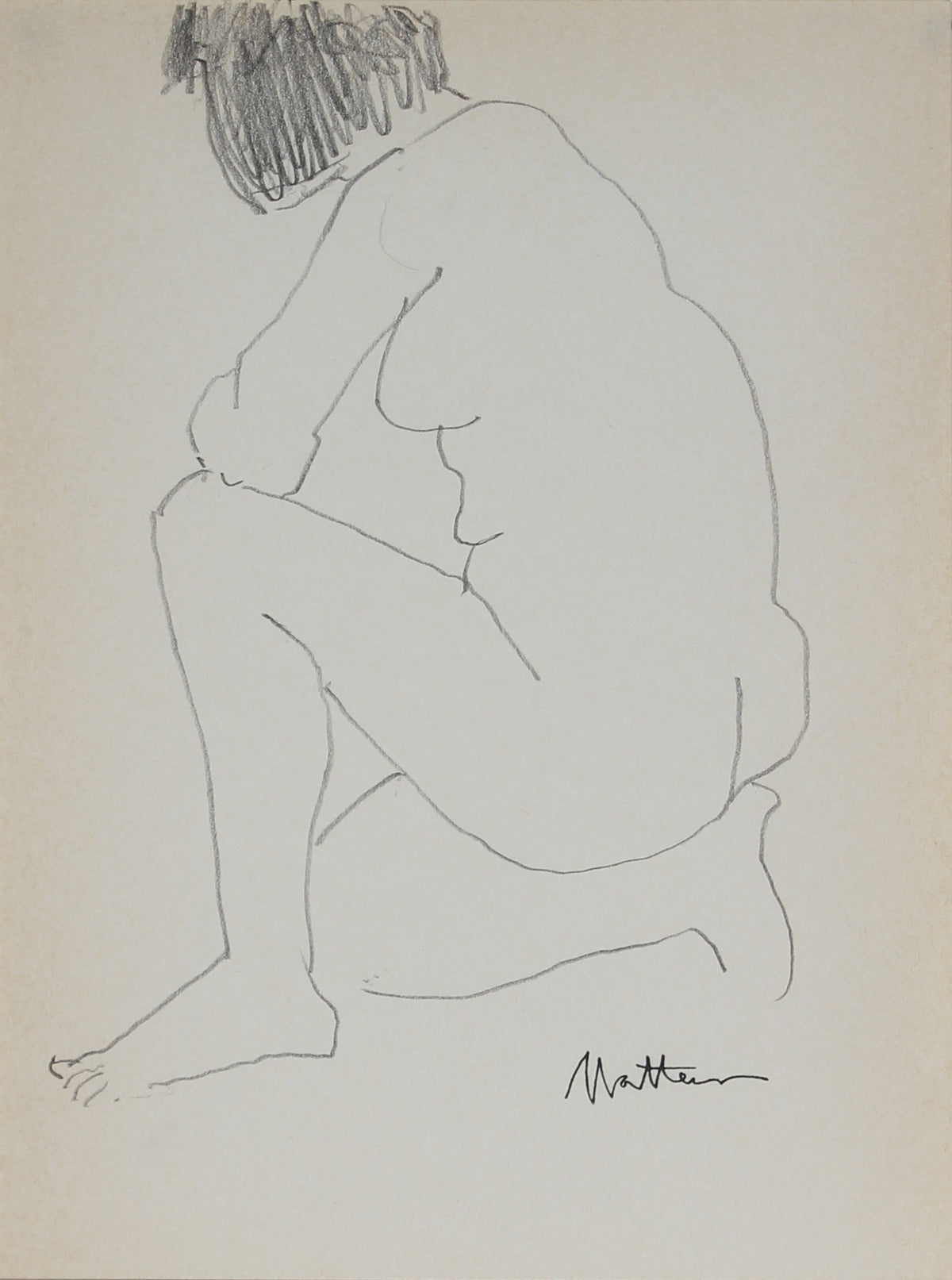 Kneeling Nude Line Drawing &lt;br&gt;1989 Graphite &lt;br&gt;&lt;br&gt;#30030