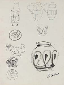 Ceramic Ink Study&lt;br&gt;Mid Century Ink Drawing&lt;br&gt;&lt;br&gt;#31781
