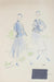 Matching Blue Outerwear<br> Gouache & Ink Fashion Illustration<br><br>#26192