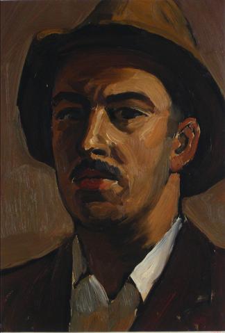 <i>Me With Old Hat</i><br>1932 Oil on Paper<br><br>#9491