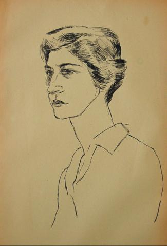 Pen & Ink Portrait Study<br>1930-50s<br><br>#15946