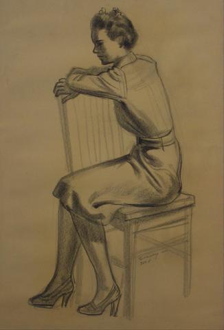Study Of A Seated Woman &lt;br&gt;1920s-1930s Graphite &lt;br&gt;&lt;br&gt;#9478