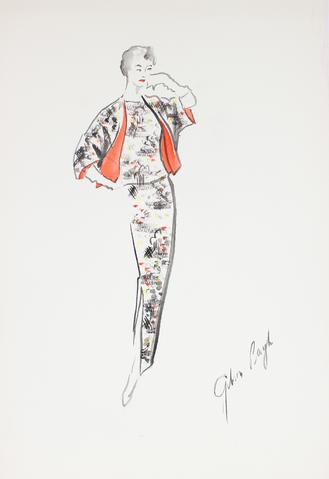 Matching Jacket & Skirt<br> Gouache & Ink Fashion Illustration<br><br>#26226