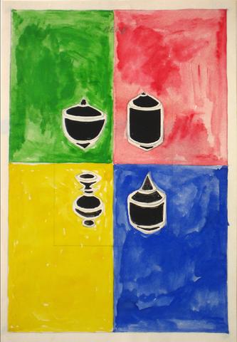 Modernist Color Block Abstract<br>Mid Century Gouache<br><br>#14550