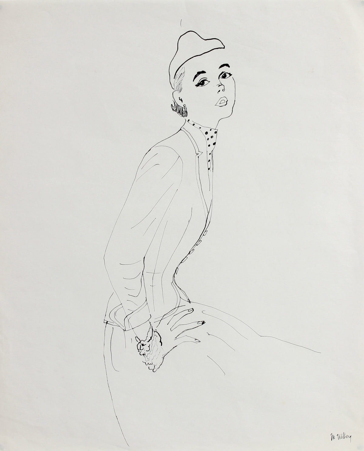 Simple Monochromatic Fashion Illustration <br>Mid Century Ink <br><br>#3351