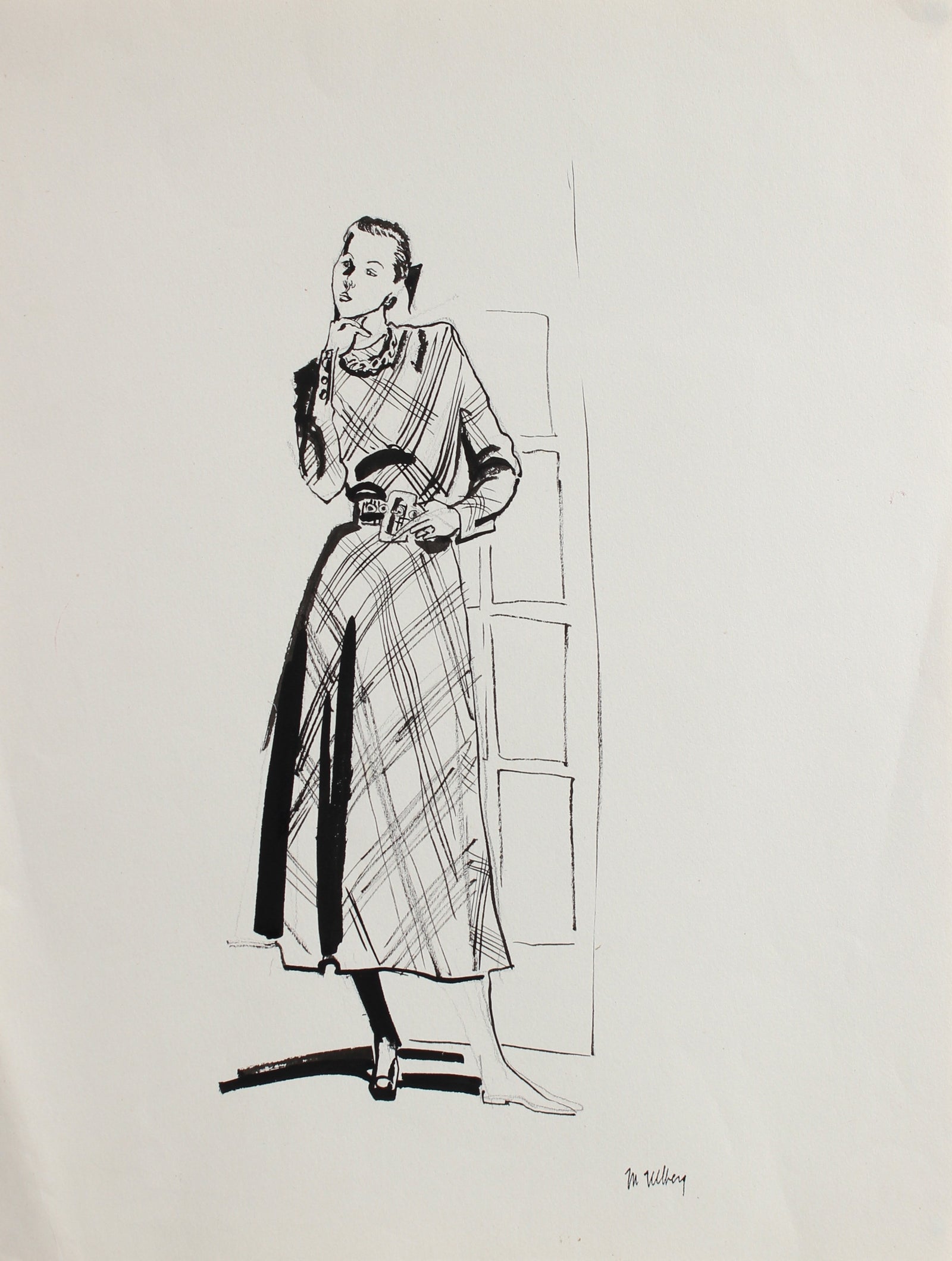 Woman in a Plaid Dress <br>Ink 1946-54 <br><br>#3364