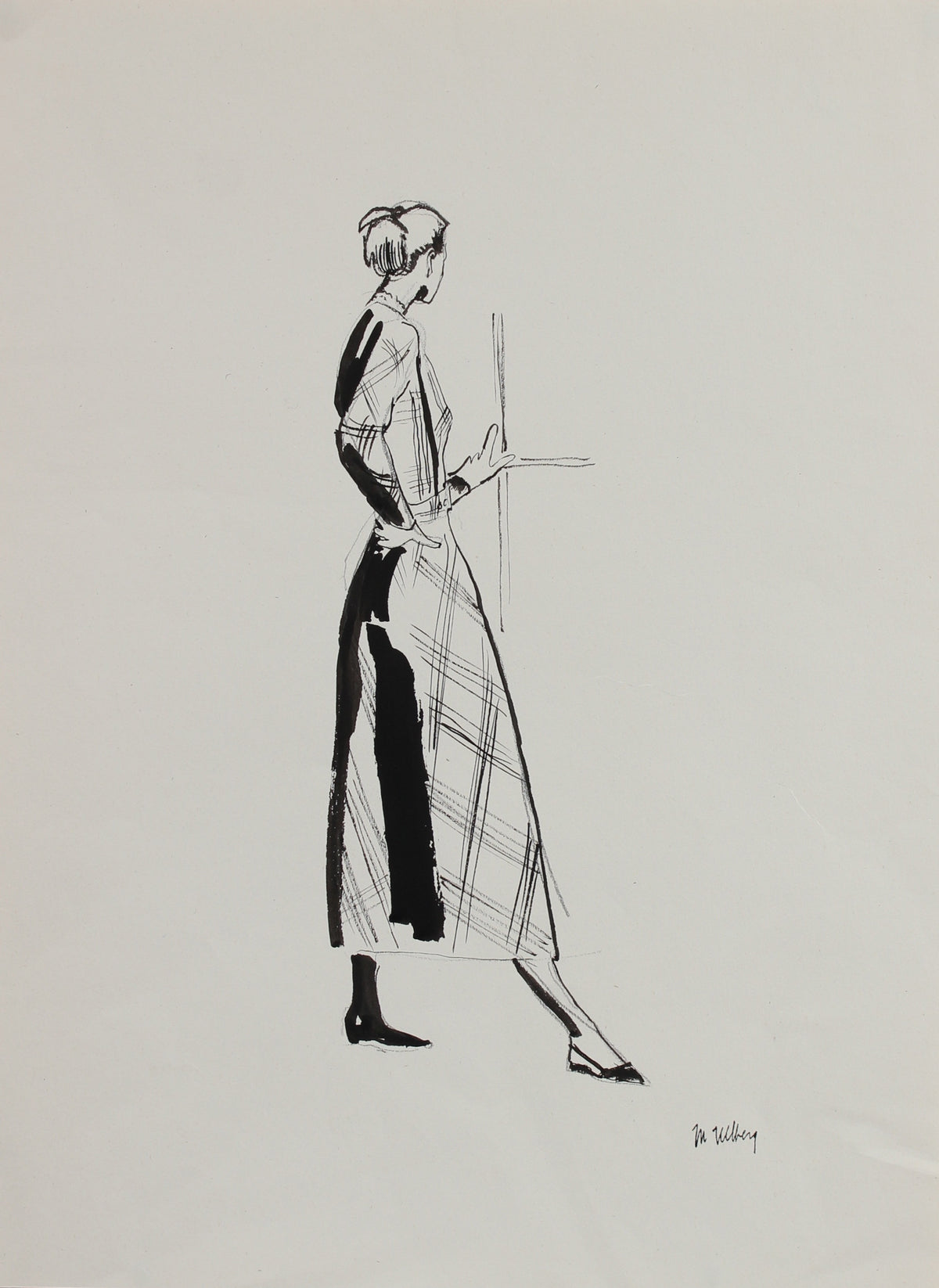 Woman in a Plaid Dress&lt;br&gt;Ink, 1946-54&lt;br&gt;&lt;br&gt;#3368