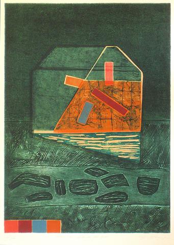 <i>House Grid #66</i><br>1970-80s Collograph & Lithograph<br><br>#12054