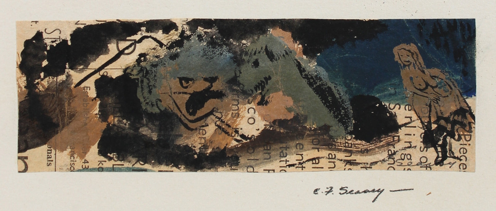 Petite Surrealist Mixed Media <br>1946 Mixed Media <br><br>#3432