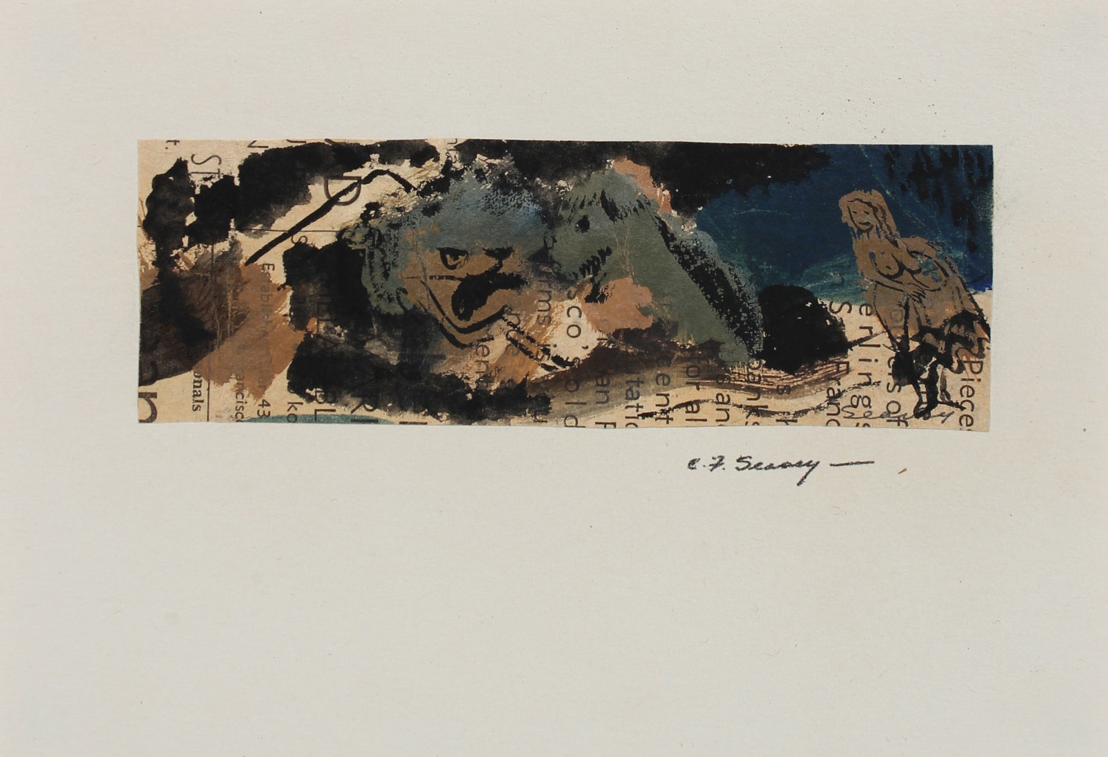 Petite Surrealist Mixed Media <br>1946 Mixed Media <br><br>#3432