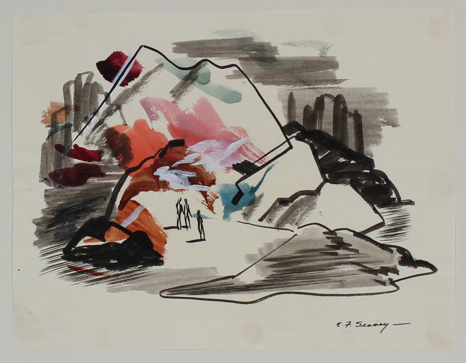 Mountain Scene <br>1946 Mixed Media <br><br>#3441