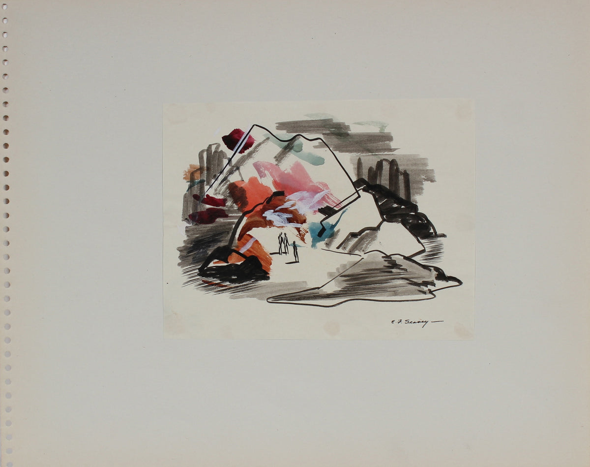 Mountain Scene <br>1946 Mixed Media <br><br>#3441