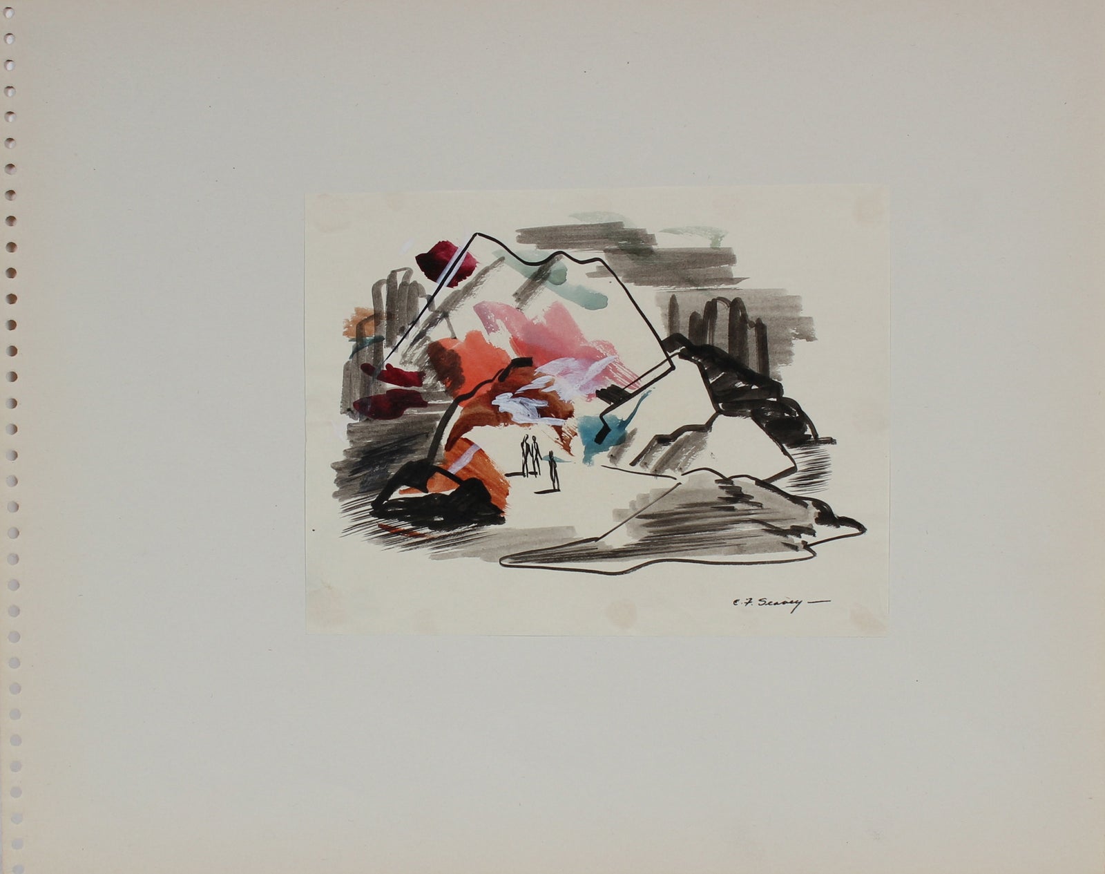 Mountain Scene <br>1946 Mixed Media <br><br>#3441