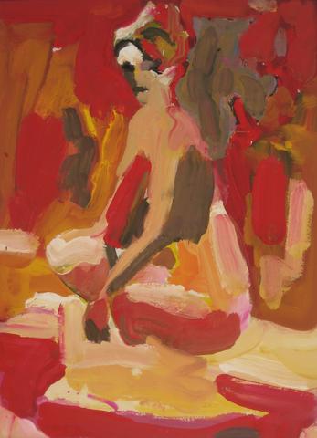 Crouching Figure Abstraction<br>Mid Century Distemper<br><br>#4034
