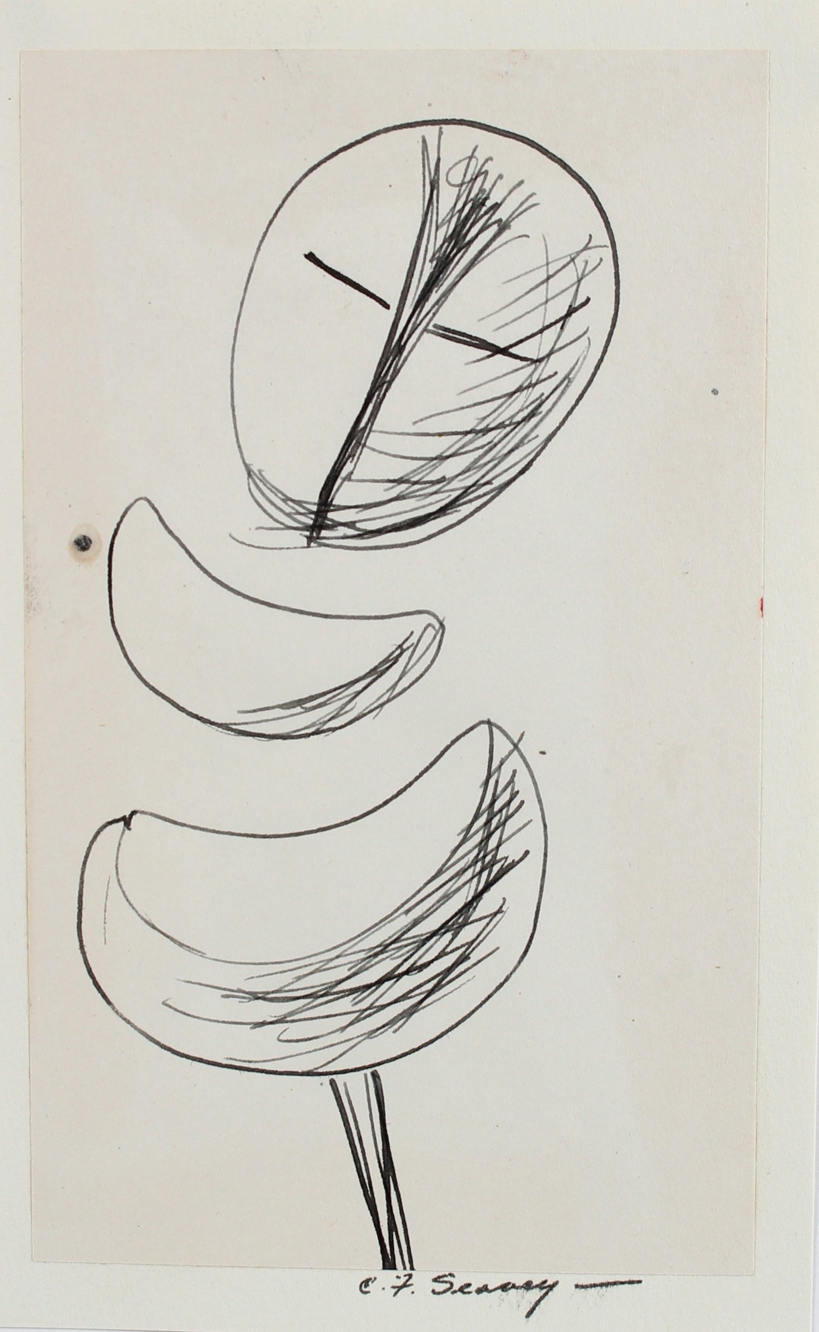 Petite Monochromatic Circular Abstract <br>1952 Ink <br><br>#3491