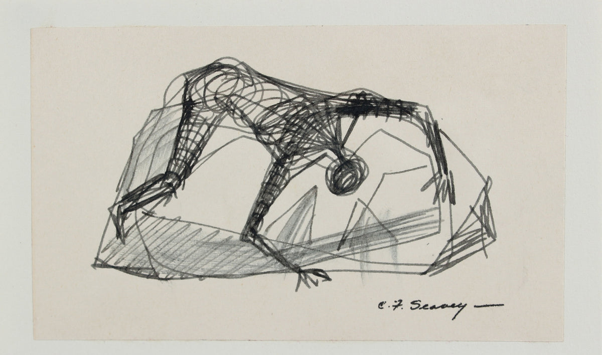 Petit Modernist Monochromatic Figure &lt;br&gt;1952 Ink &lt;br&gt;&lt;br&gt;#3499