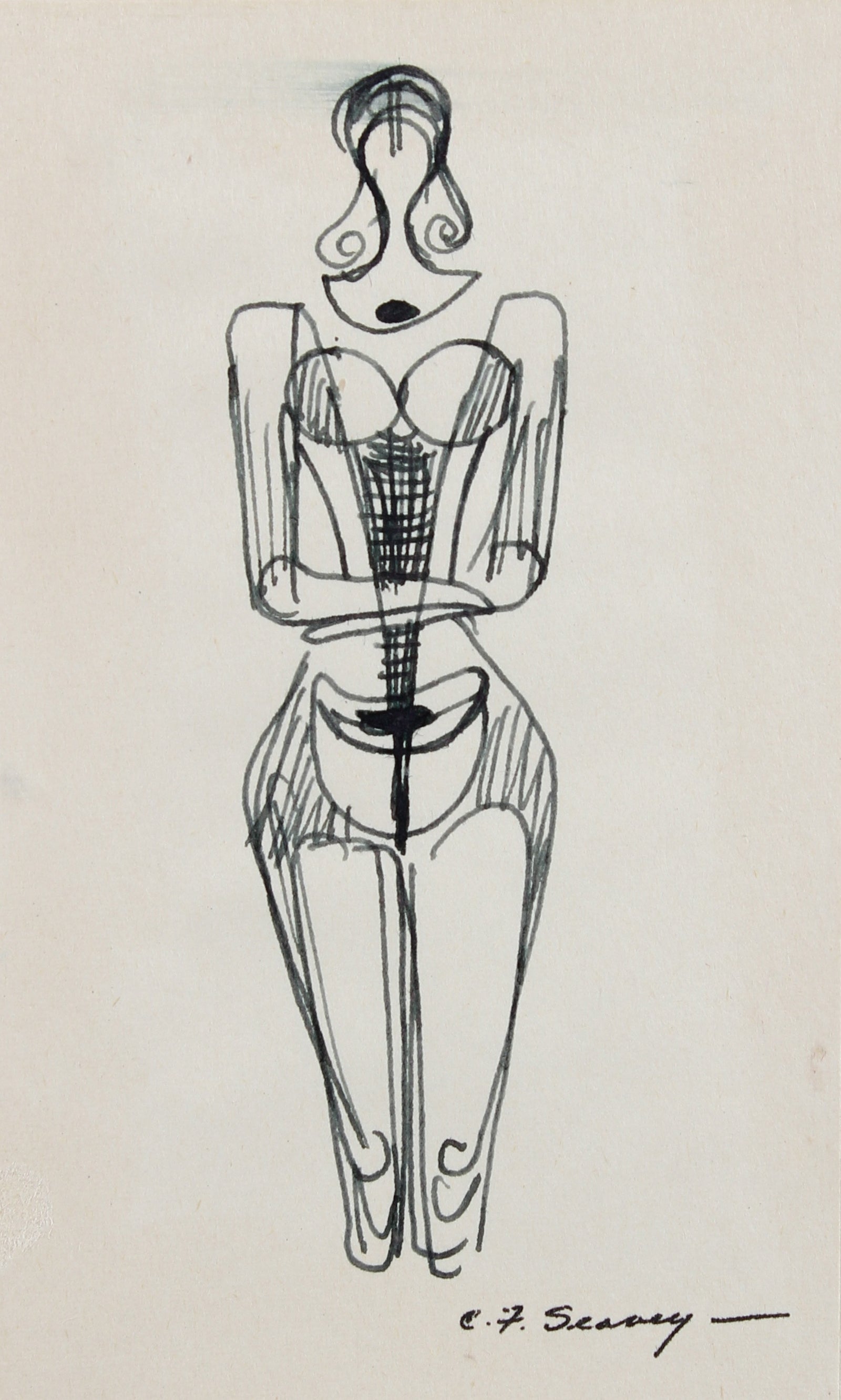 Petite Monochromatic Deconstructed Figure <br>1952 Ink <br><br>#3502