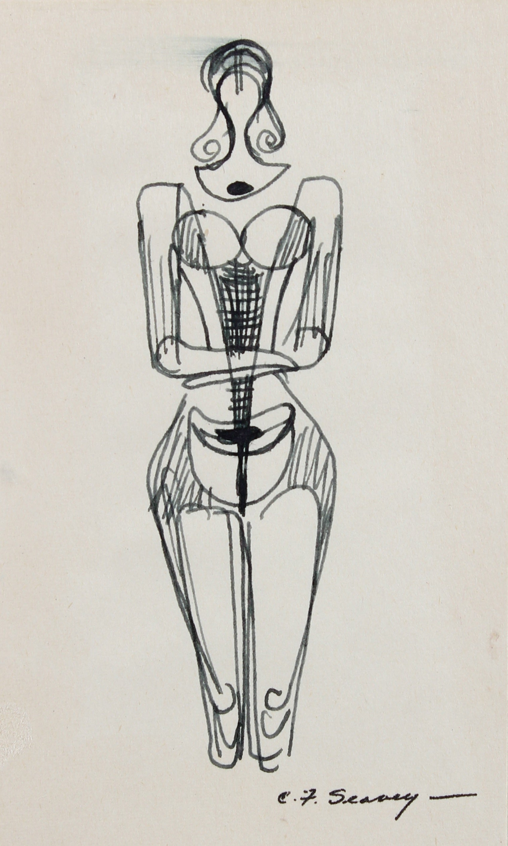 Petite Monochromatic Deconstructed Figure <br>1952 Ink <br><br>#3502
