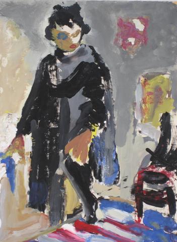 <i>Jay #42</i>, Portrait of Jay DeFeo<br>Mid Century Distemper on Paper<br><br>#3708