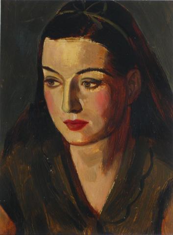 <i>Girl With Hair Down</i><br>1932 Oil on Paper<br><br>#9492