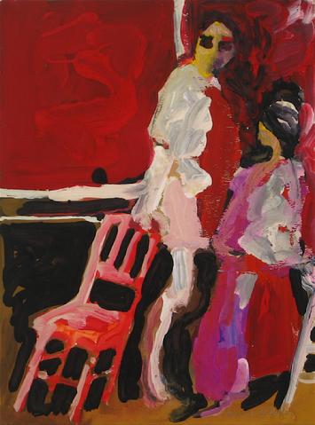 Lady in Red&lt;br&gt;1950-60s Distemper &amp; Collage&lt;br&gt;&lt;br&gt;#12712
