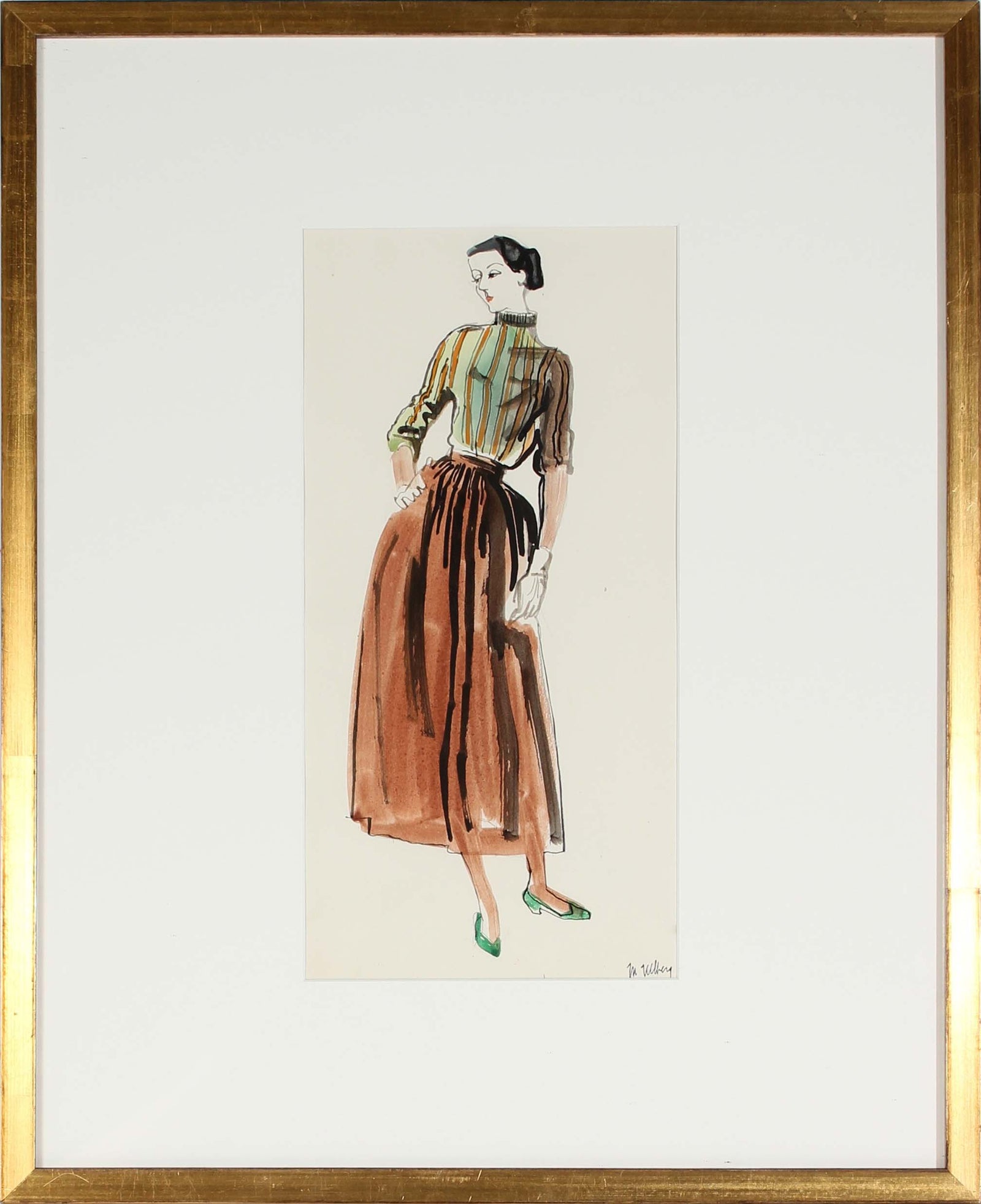 Elegant Fashion Pose<br>Watercolor, 1946-54<br><br>#3571