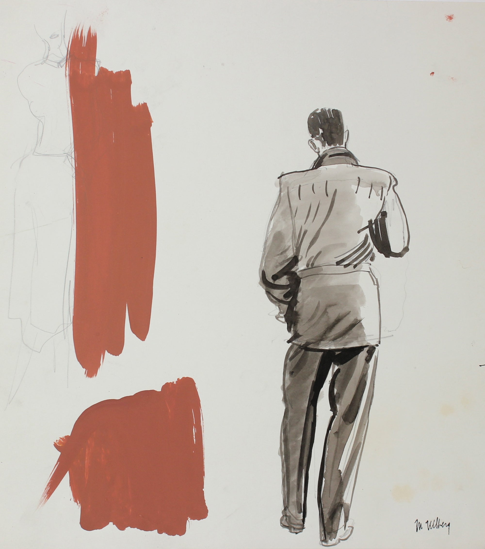 Men's Fashion Sketch<br>Watercolor, 1946-54<br><br>#3582