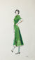 Green Dress, Fashion Study<br>Watercolor, 1946-54<br><br>#3584