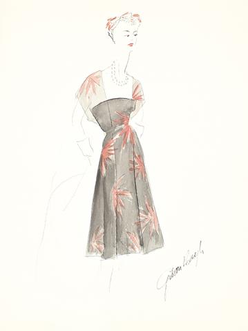 Strapless Black & Red Dress<br> Gouache & Ink Fashion Illustration<br><br>#26517