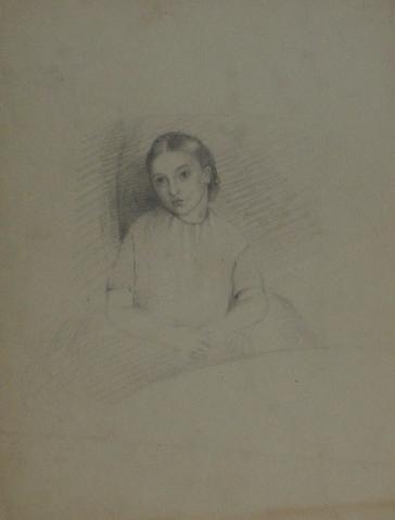 Portrait Study of a Young Girl<br>Graphite, Early-Mid 1800s<br><br>#10121
