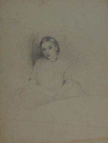 Portrait Study of a Young Girl<br>Graphite, Early-Mid 1800s<br><br>#10121
