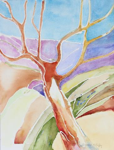 Abstracted Watercolor Tree<br>Late 20th - Early 21st Century<br><br>#43846