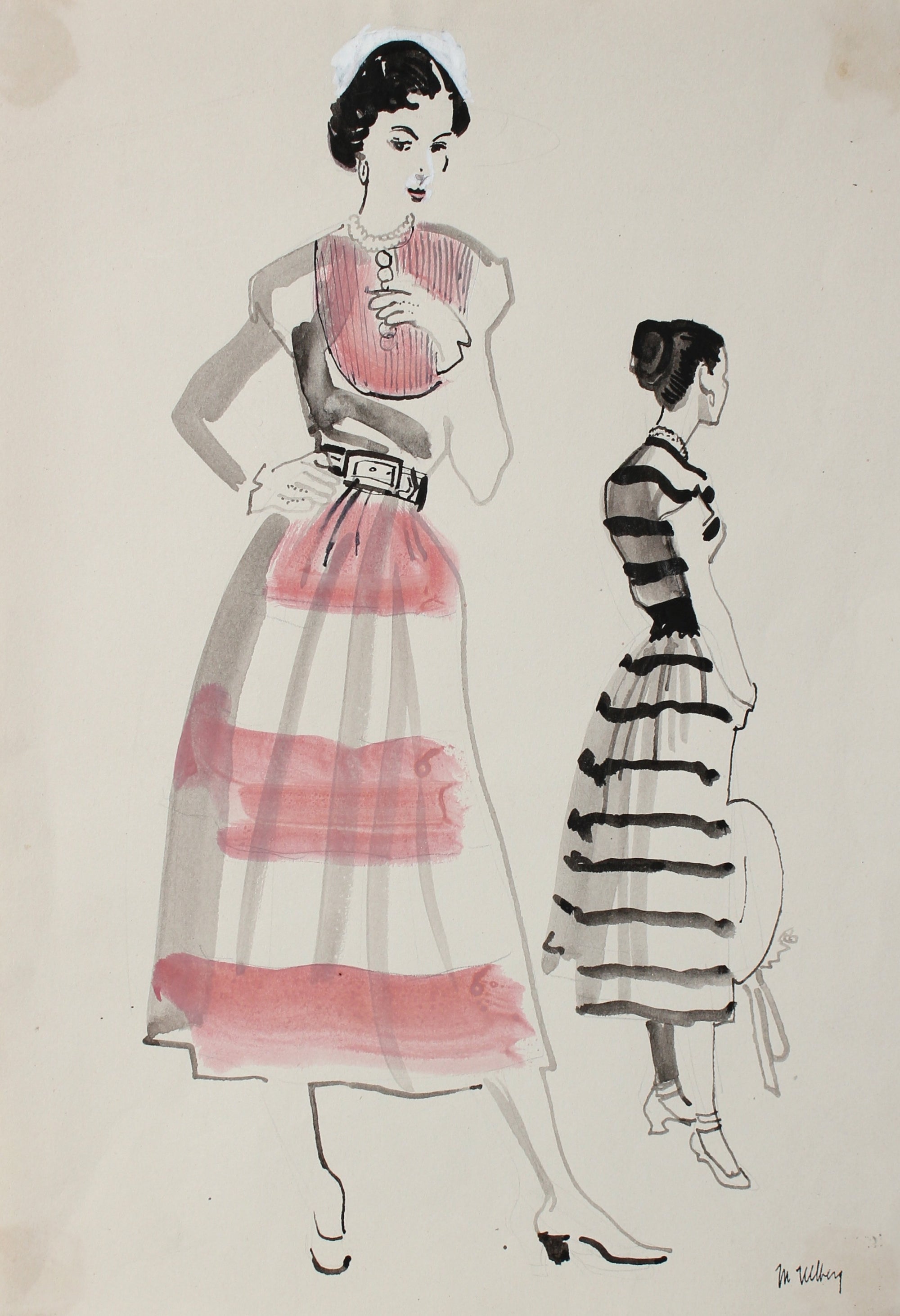Model Pair in Stripes<br>Mixed Media, 1946-54<br><br>#3659