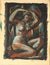 Abstract Geometric Nude<br>1930-60s Oil<br><br>#13387