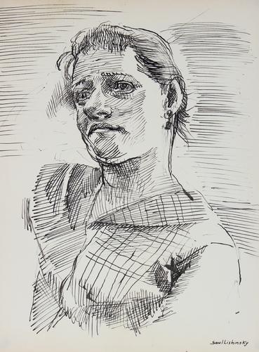 Modernist Portrait Study&lt;br&gt;Ink, 1940-60s&lt;br&gt;&lt;br&gt;#10423