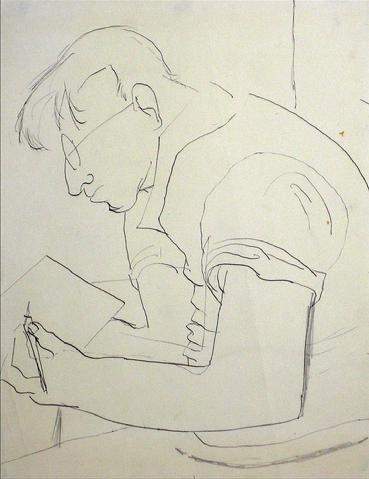 Artist Sketching<br>Ink, Mid Century<br><br>#10785